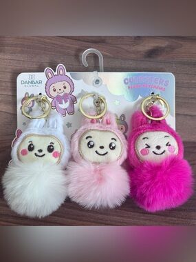 Cutesters Plush Keychain Trio - White, Light Pink, Hot Pink